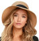 FURTALK Womens Beach Sun Straw Hat Floppy UPF80+ Travel Foldable Brim Summer UV Hat, Brown+Black Ribbon, M-L