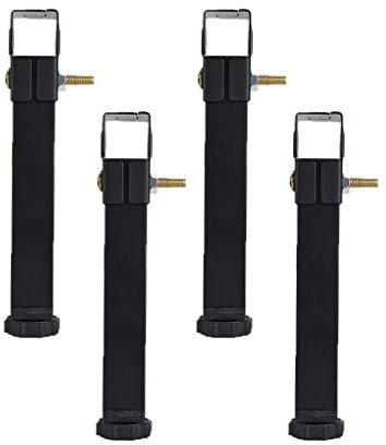 Lot de 4 Pieds de Meuble Reglable 2cm Acier Pied Sommier Pattes de Meuble Rectangulaire Carre Meubles Jambes Métal Pieds de Support De Lit Aucun Perçage Requis,Noir(21cm)
