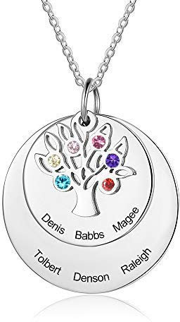 Grand Made Personnalisé nom Collier Hommes en Cuir Arbre de Vie Pendentif Porte-clé avec Cadeau gravé pour fête des pères Fils ou Grand-père Bijoux