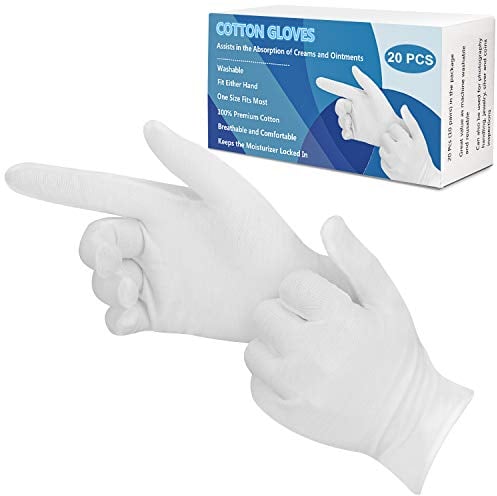 10 Pair White Cotton Gloves for Dry Hands,Moisturzing Gloves for Eczema,Coin,Jewelry,Silver Inspection.
