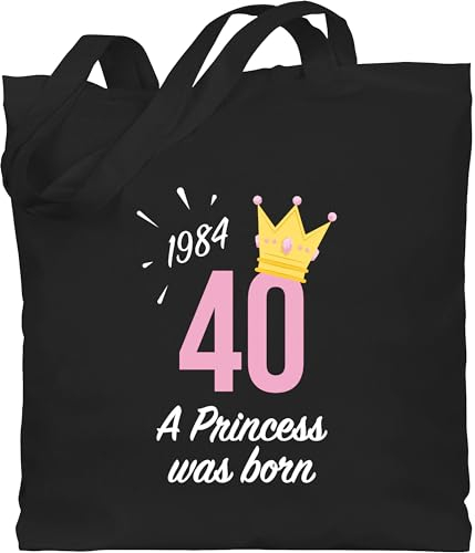 Baumwolltasche - 40. Geburtstag - Vierzig Mädchen Princess 1985 - Unisize - Schwarz - geschenke für 40 jährige 40er geschenk frau limited edition 40.geburtstag 1984 beutel zum jahre 40-er 1983