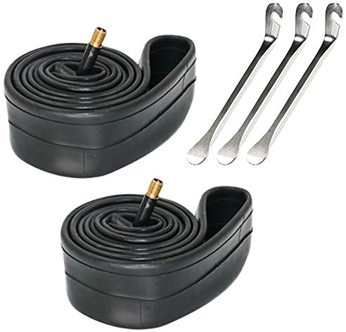 LCWROP 2er Pack Fahrradschlauch mit 3 Reifenlöffel Eisenreifenhebel, 12 14 16 18 20 22 24 26 Fahrrad Innenschlauch Reifen Straße MTB Fahrrad Innen Reifenschlauch Anti-Pannen-Schlauch(22)