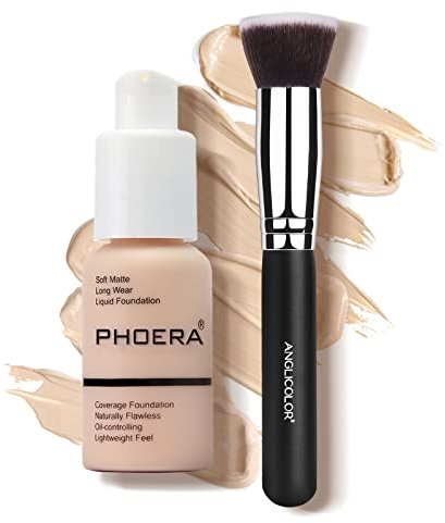 PHOERA Foundation, Full Coverage Foundation, Concealer Foundation Full Coverage Flawless Cream Glatte, langanhaltende Neu 30ml PHOERA 24HR Matte Oil Control Concealer (#101 Porcelain, 30ml)