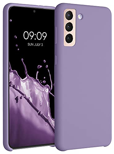kwmobile Hülle kompatibel mit Samsung Galaxy S21 Plus Hülle - Silikon Handy Case - Handyhülle weiche Oberfläche - kabelloses Laden - Veilchen Lila