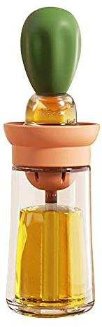 TINMIX Dispensador de aceite con cepillo, dispensador de aceite de oliva de vidrio para cocina, botella dispensadora de aceite 2 en 1 con cepillo de silicona para cocinar salsa de vinagre, barbacoa,