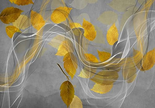 Fototapete 3D Effekt Vlies Tapete Modern Gelb Verlässt Geometrischen Gestreiften Dekorativen Hintergrund Wallpaper Wanddeko Wandbilder 400x280cm