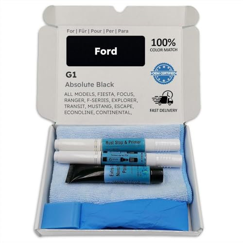 Genuine Colors Lackstift ABSOLUTE BLACK G1 für Ford Schwarz FIESTA FOCUS RANGER F-SERIES EXPLORER TRANSIT MUSTANG ESCAPE ECONOLINE CONTINENTAL FUSION TAURUS EXPEDITION EDGE BRONCO NAVIGATOR C-MAX GT M