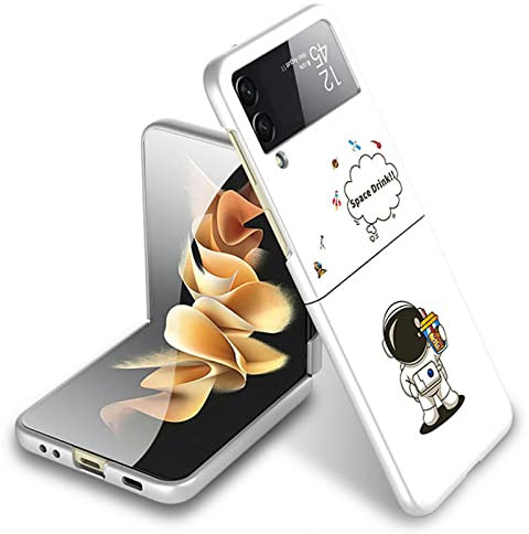 COQUE Custodia per Galaxy Z Flip 3 5G Cover,Custodia per Cellulare Modello Astronauta all-Inclusive con Pellicola Shell, Cover Pieghevole per Samsung Galaxy Z Flip 3 5G-Bianco