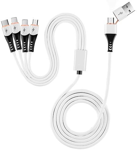 3A 6 in 1 USB A/USB C Multi Charger Cable, Multi iPhone Charger Cable USB A/USB C to 2 iP Micro USB Type C Cables Fast Charging for Cell iPhone, Samsung- 1.2M (6 in 1)