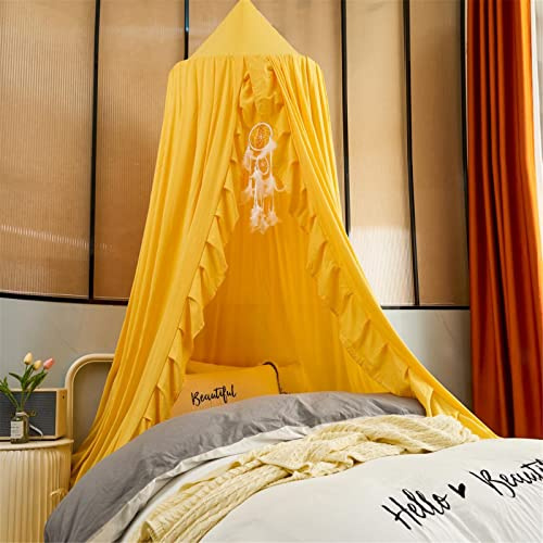 Betthimmel für Kinder, Baby Baldachin Hängen Moskitonetz Bett Vorhang Kinder Prinzessin Spielen Zelte für Kinderzimmer und Schlafzimmer?Gelb?