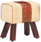 INLIFE Sitzbank Turnbock-Design 38cm Braun Echtleder Mango Massivholz-0787