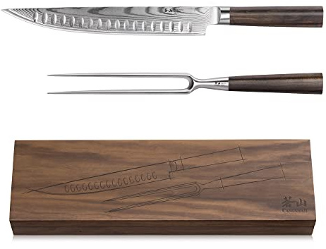 Cangshan HAKU Series 2-Piece Carving Set with Walnut Box, Forged X-7 Damascus Steel, 501158