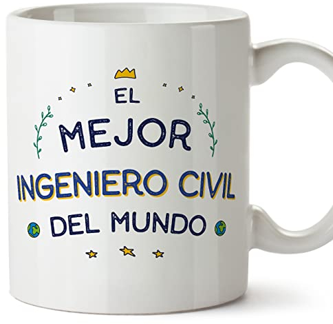 MUGFFINS Tazas para INGENIERO CIVIL hombre - En Español - Mejor del Mundo - 11 oz / 330 ml - Regalo original y divertido