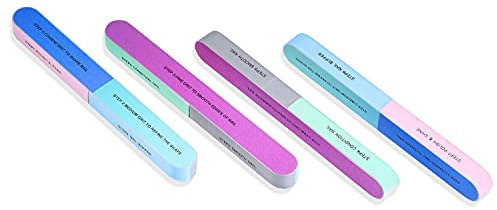 4 Pack Nail Buffer,Nail Buffer Blocks,Nail Files,Professional Nail File and Buffer Set,Natural Manicure File Nail Polisher Washable Double Sided Emery Boards Grit,for Acrylic Nails