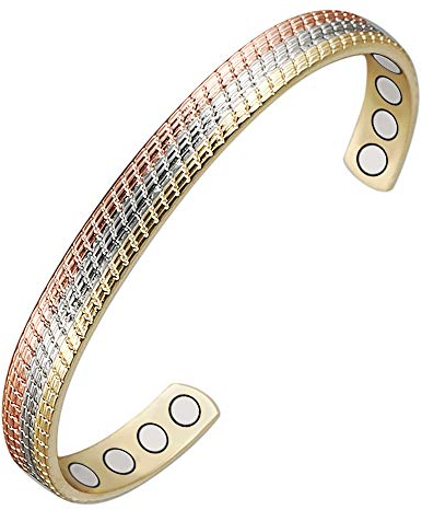 EnerCoppeX 3500 Gauss Magnetarmband, 99,99% reines Kupfer Magnetarmband, klassisch elegantes dreifarbiges weibliches Armband mit 8 Magneten (A), Kupfer