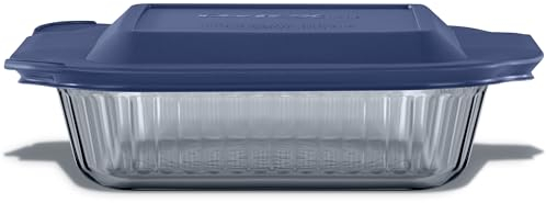 Pyrex Colors Tinted (8x8) Glass Baking Dish with BPA-Free Lid, Oblong Bakeware Glass Pan For Casserole & Lasagna, Dishwasher, Freezer, Microwave and Pre-Heated Oven Safe, Smoke