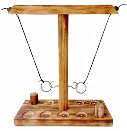 Ring Toss Game, Toss Hook and Ring Game, Holz Tischplatte Hook Ringwurfspiel Kinder, Premium Party Wurfspiele Spiel für Family Bar Fun Indoor/Outdoor Game (30cm-10 Holes)