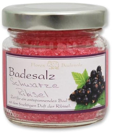 Florex Badesalz schwarze Ribisel mit Bio Schafmilch im dekorativen Glas 120 g