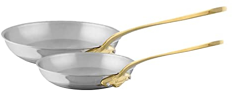 Mauviel M'Cook B Set de 2 Poêles Inox Poli 5 Plis Manche Laiton Fabrication Française