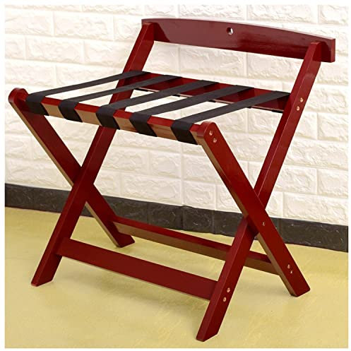 Porte-Bagages d'hôtel, Porte-Valise Pliable, Porte-Valise en Bois Massif avec Protection Murale, adapté à la Maison/Chambre/hôtel Red