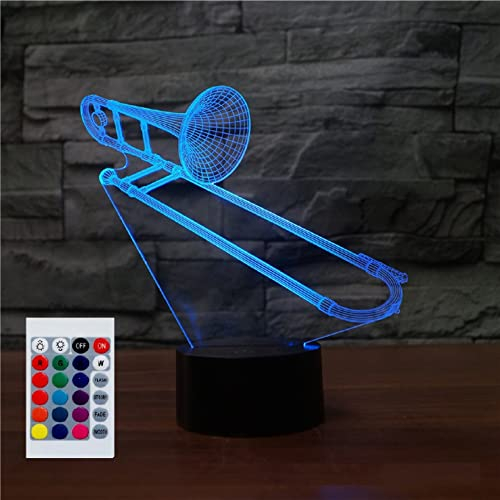 SUPERHONGJIHAO Nachtlicht für Kinder, 3D-Instrumenten-Posaune, LED-Lampe mit Fernbedienung, 16 Farbwechsel Geburtstagsgeschenk für Kinder