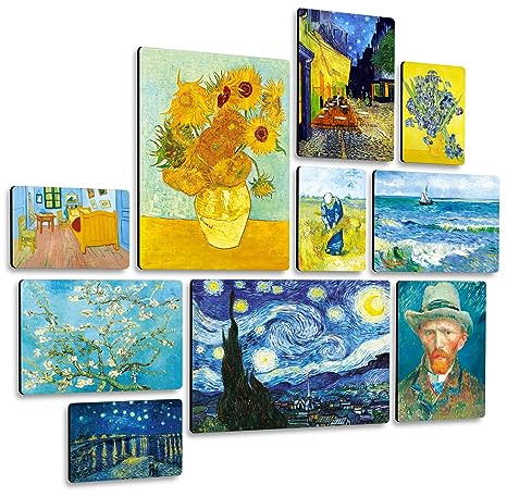 Giallobus - Set 10 Quadri Multi Pannello - Vincent Van Gogh - Van Gogh 1 - Legno MDF - - 2 x 42x29,7cm - 4 x 29,7x21cm - 4 x 21x14,85cm - - Pronti da Appendere - Quadri Moderni per la casa