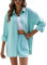 Geagodelia Damen Zweiteiler Elegant Hosenanzug Sommer Outfits Kleidung 2 Teiler Set Bluse Top + Shorts Y2k Aesthetic Clothes Loungewear Anzug (C - Hellblau, M)