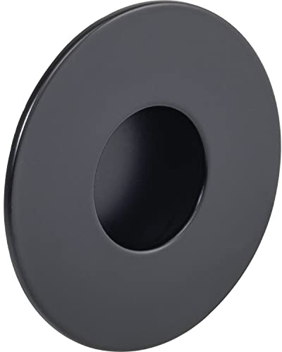 ESTAMP Griffmuschel Geometrec ø 70mm - Muschelgriff rund - Griff zum Einlassen mit Rahmen, Zinkdruckguss schwarz matt