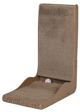 false Katzen Kratzbrett | Kratzpappe | Spielbrett | Freistehend | mit Spielball | 54cm Hoch | Braun