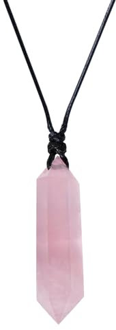 RJINGSHI Bullet Necklace Natural Rose Quartz Crystal Necklace Handmade Woven Healing Crystal Men and Women Necklace Gift