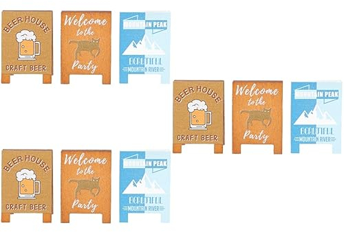 NUOBESTY 9 Pièces Porte-cartes De Visite En Bois Clip Photo En Bois Porte-photo Petites Pinces à Linge Support De Menu De Table Marque-places à Puces Dessin Animé Le Signe Bureau Base