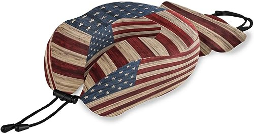 HMZXZ Reisekissen Usa Flagge Cool Modern Amerikanische Flagge, Memory Foam Nackenkissen Stützkissen,Weich Nackenstützkissen für Camping,Schlafrestkissen,Auto,Flugzeug