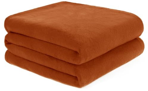 DREAMSCENE Fleece-Überwurfdecken, gebranntes Orange, weiche, Dicke Fleecedecken für Erwachsene, Fleecedecke für Winter, Herbst, warm, Bettüberwürfe über Couch, Rostfarben, 120 x 150 cm