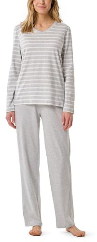 Schiesser Damen Casual Essentials Pyjamaset, Silbergrau-Mel._181756, 42 EU