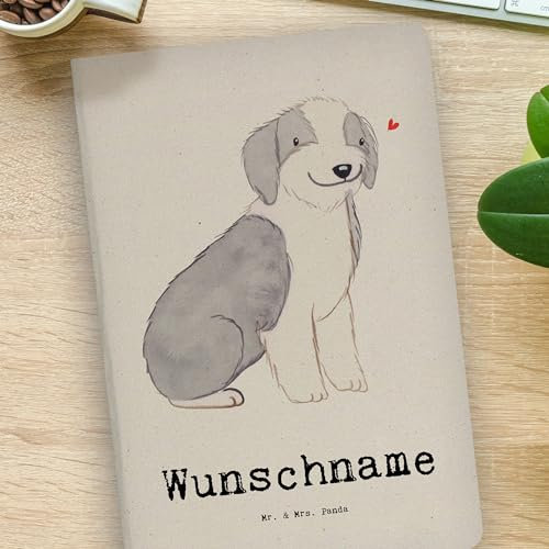 Mr. & Mrs. Panda DIN A4 Personalisiertes Notizbuch Bearded Collie Lebensretter - Personalisierte Geschenke, Britischer Hütehund, Tagebuch Mit Wunschtext, Softcover, Büro Gravur, Kreativ Text, Geschenk