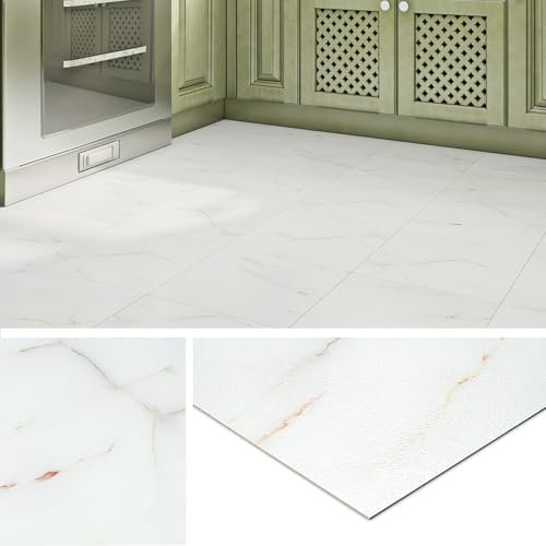 Livelynine Pavimento PVC Adesivo Effetto Marmo Bianco Rosa Piastrelle Adesive Pavimento Bagno 30x30CM Pavimento Adesivo per Interni Effetto Marmo Soggiorno Mattonelle Adesive Pavimento, 4 Piastrelle