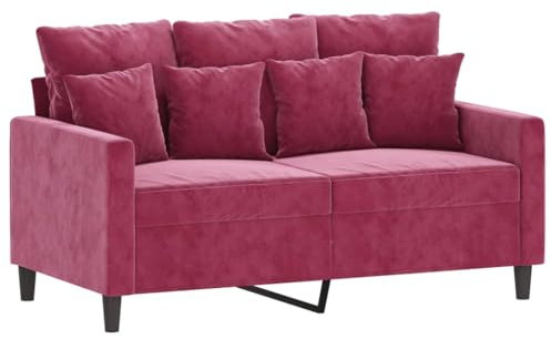 vidaXL Sofa 2-Sitzer, Loungesofa Couch mit Armlehnen Rückenkissen, Wohnzimmersofa Designsofa mit Metallgestell, Sitzmöbel Zweisitzer, Weinrot Samt