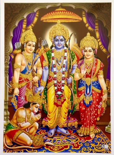 Shri Ram Darbar Poster Vishnu Poster Home Office Tempel – Größe 12,7 x 17,8 cm