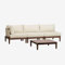 SKLUM Giulia-Gartenset mit dreiteiligem modularem Ecksofa und Couchtisch aus Akazienholz