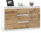 VBChome Kommode mit 3 Schubladen und 2 Türen Weiß - Eiche Wotan 120 x 35 x 75 cm Grifflose Schubladenkommode Mehrzweckschrank für Flur Schlafzimmer Wohnzimmer