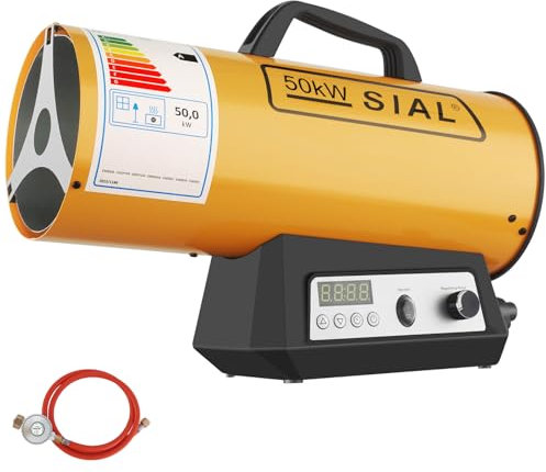 SIAL 171,000 Btu/hr Gas Fan Heater Heat Cannon Portable Heater Workshops Heater Hot Air Generator Electronic Switch/Can be Timed/Auto-Off, Yellow, 50kw