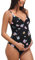 CUPSHE Costume da bagno da donna con scollo a V, con spalline regolabili, monopezzo, costume da bagno premaman, Fiori nero/rosa, L