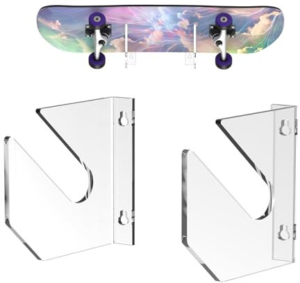Luxinika Horizontale Wandhalterung für Snowboard und Skateboard, 1 Packung, transparente Skateboard-Aufhänger (einlagig)