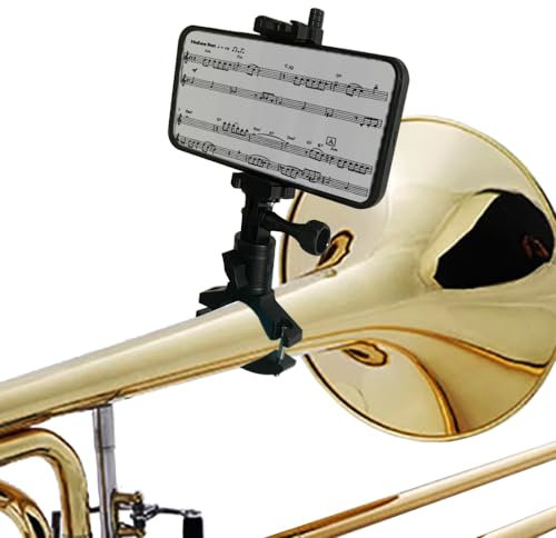 Smallan Telefonständer für Musikinstrumente mit niedrigem Messingleier, montieren Sie Ihr Telefon an Posaune, Flügelhorn, Euphonium, Marsch, Bariton, Mellophon, ultraleicht, Aluminiumlegierung,