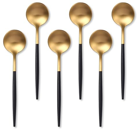 Lemeya Kaffeelöffel-Set, Edelstahl, 6 Stück, Espresso- und Demitasse-Löffel, 13 cm, mattes Finish, spülmaschinenfest