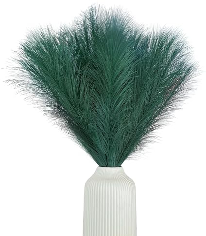 Pampasgras künstlich, klein, Farbe grün, 5 Stiele, 55 cm Länge, künstliches Pampasgras Wohnzimmer, Trockenblumen für Schlafzimmer, Hochzeit, Boho Deko
