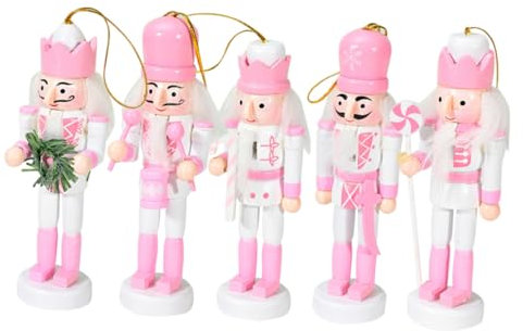 Parliky 5piezas Colgante De Muñeco Cascanueces Navideño Adorno para Árbol De Navidad Marioneta Pequeña De Madera De Decoración De Cascanueces De Madera