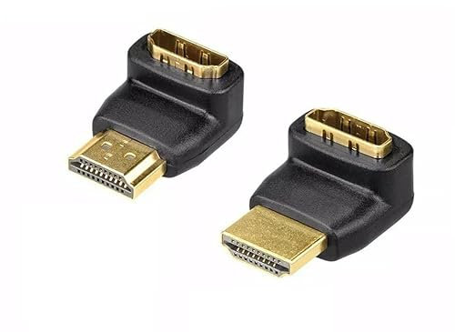 HDMI Right Angle Adapter 4K, 90 and 270 Degree Male to Female HDMI Connectors Extender Support UHD ARC HDR 3D 1080p, for TV, Projector, Monitor, PC, Laptop, Xbox, PS5, 2-4PACK (Pack of 2)