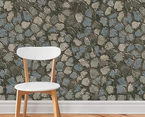 MZOwallpaper Papier Peint Intissé Mur De Briques En Pierre Rétro Poster Tableaux Muraux Tapisserie Photo Trompe L'Oeil Salon Chambre Art Mural 400Cm(L) X280Cm(H)