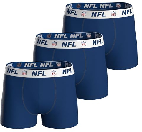 NFL Herren Boxershorts Shield-Logo, 3er Pack | Angenehm auf der Haut, hohe Bewegungsfreiheit, elastischer Logobund, waschbar bei 40°C